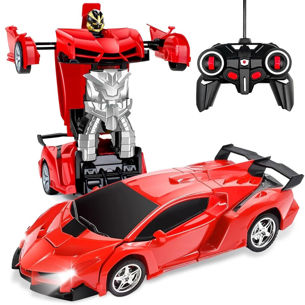 Rc Cars, Remote Control Car for Boys 4-7, 1:18 Transforming Robot Toy Car wit...