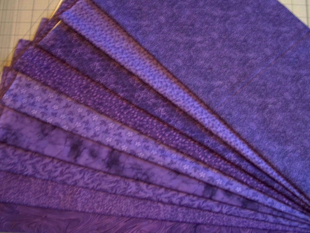 9  Purples Fat Quarters Bundle Tonal tone on tone Fabric Precut