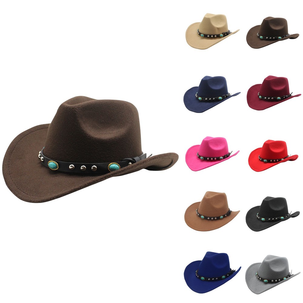 Women's Studded Cowboy Hat Wide Brim Western Fedora