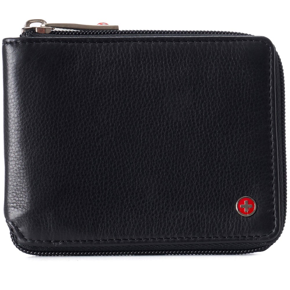 Logan RFID Blocking Zipper Bifold Wallet for Men and Women in Gift Box Black