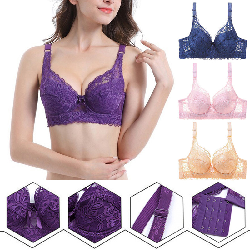 ❀Sujetadores push up Mujeres Sujetador de encaje Ropa interior Sujetador Soporte de elevación Lencería sexy B CD