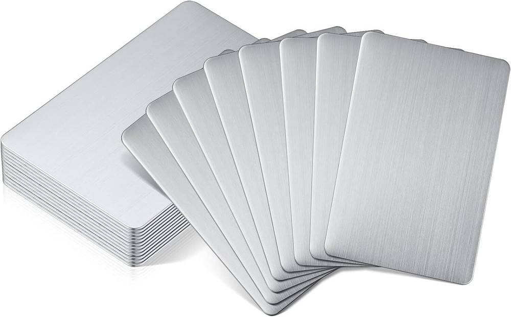 12 Pack 0.5Mm Blank Metal Business Cards Stainless Steel Diy Personalize
