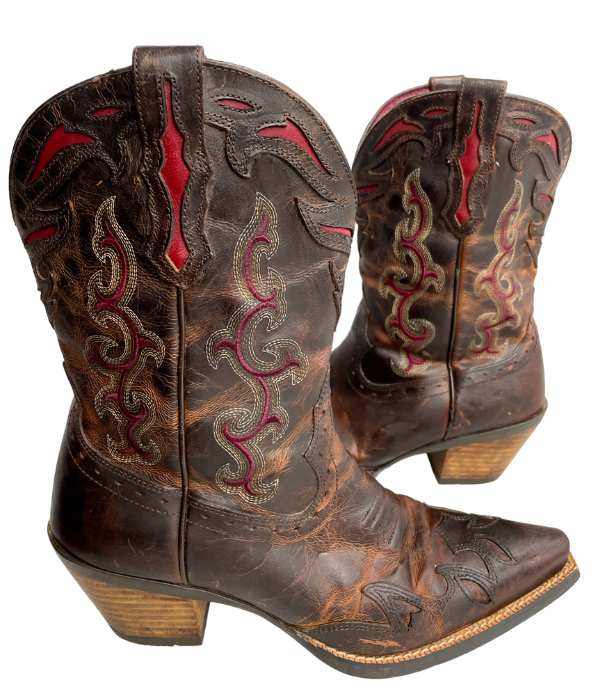 Ariat Wichita 10007960 Leather Red Brown Western Cowboy Snip Boots Women's 6.5 B
