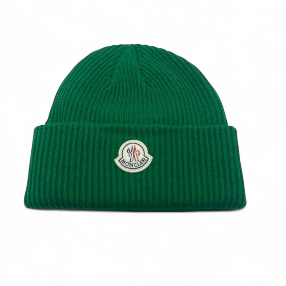 Moncler Wool Cashmere Beanie Hat Green