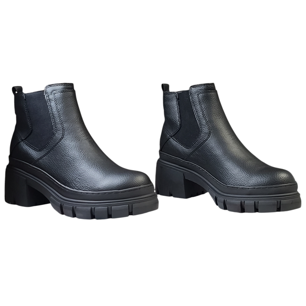 MIA Connor Womens Leather Block Heel Ankle Boots Black 8.5M