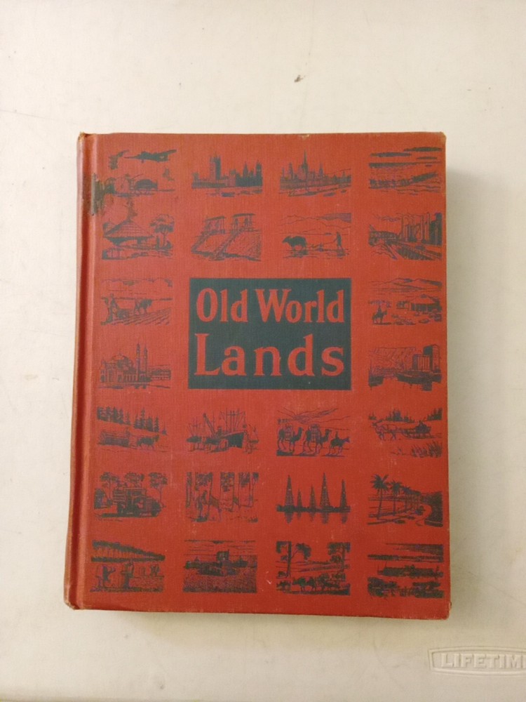 Old World Lands 1947 Geography Textbook Illustrated Antique Silver Burdett VTG
