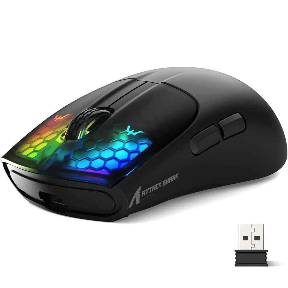 BT/2.4Ghz/USB-C Gaming Mouse with PAW3212 Sensor & Rechargeable Battery