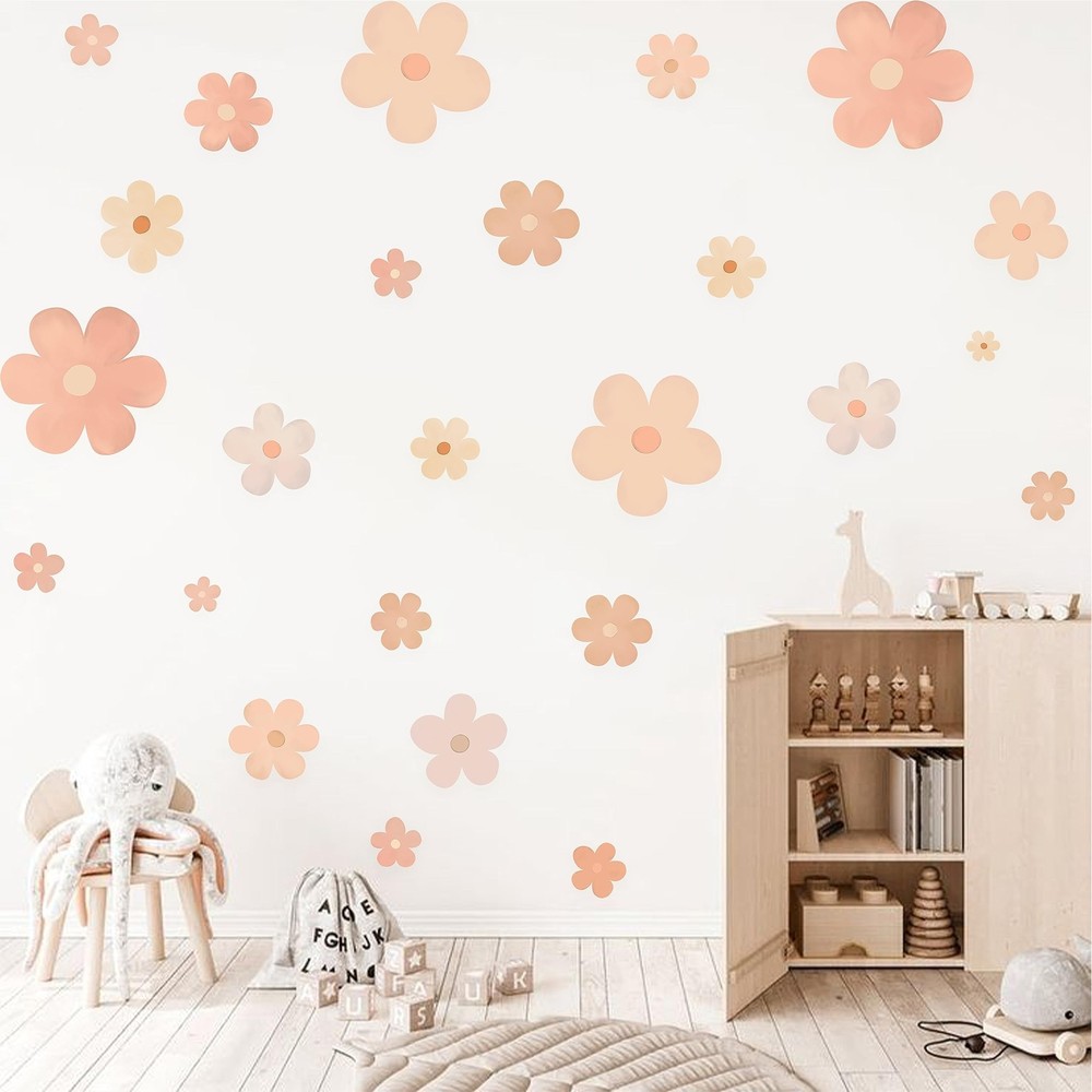Boho Daisy Flower Wall Decals for Nursery and Kids Room Decor-image