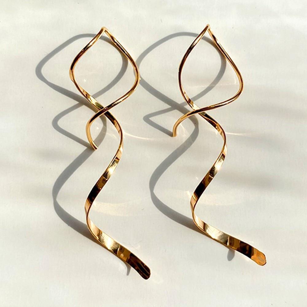 Spiral Threader 14k Gold Bent Dangle Earrings for Women