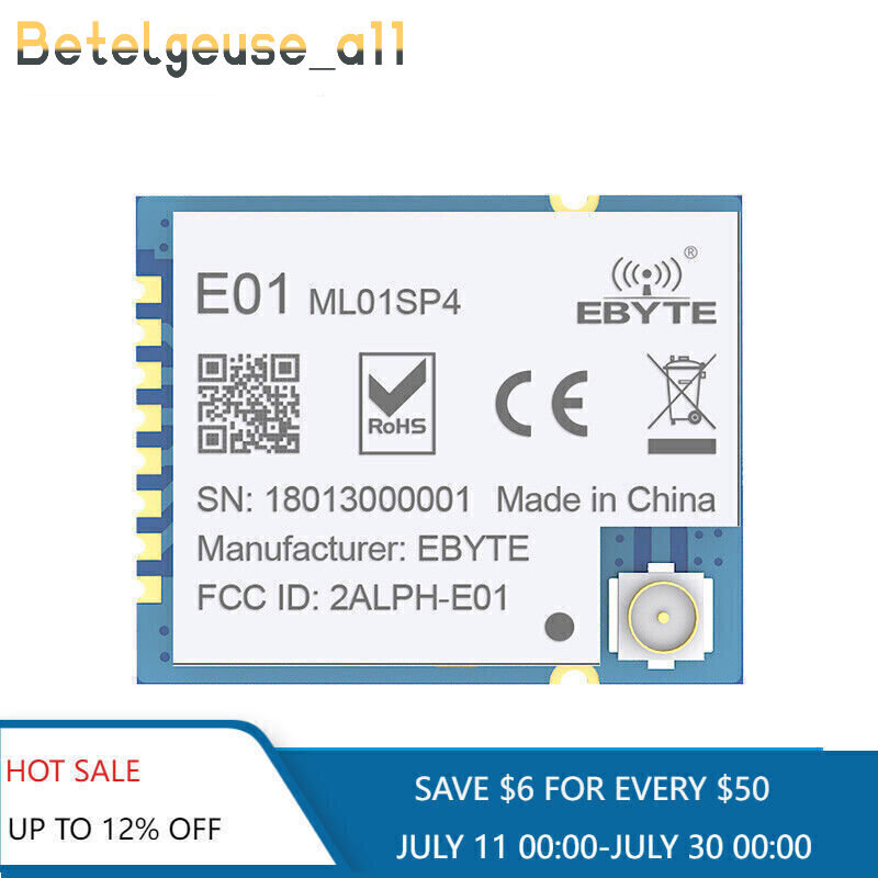 nRF24L01P 20dBm 2.4Ghz SPI Wireless Module IPX Transmitter Receiver E01-ML01SP4