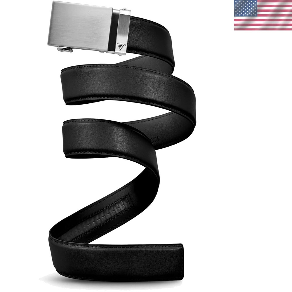 Men’s 40mm Leather Ratchet Belt in Metal Collection Style