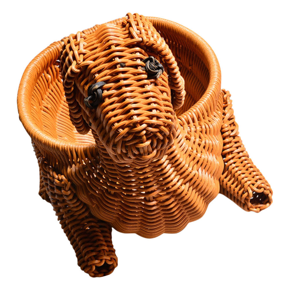Dog Shape Woven Bread Tray Woven Serving Basket Wicker Snack Baskets