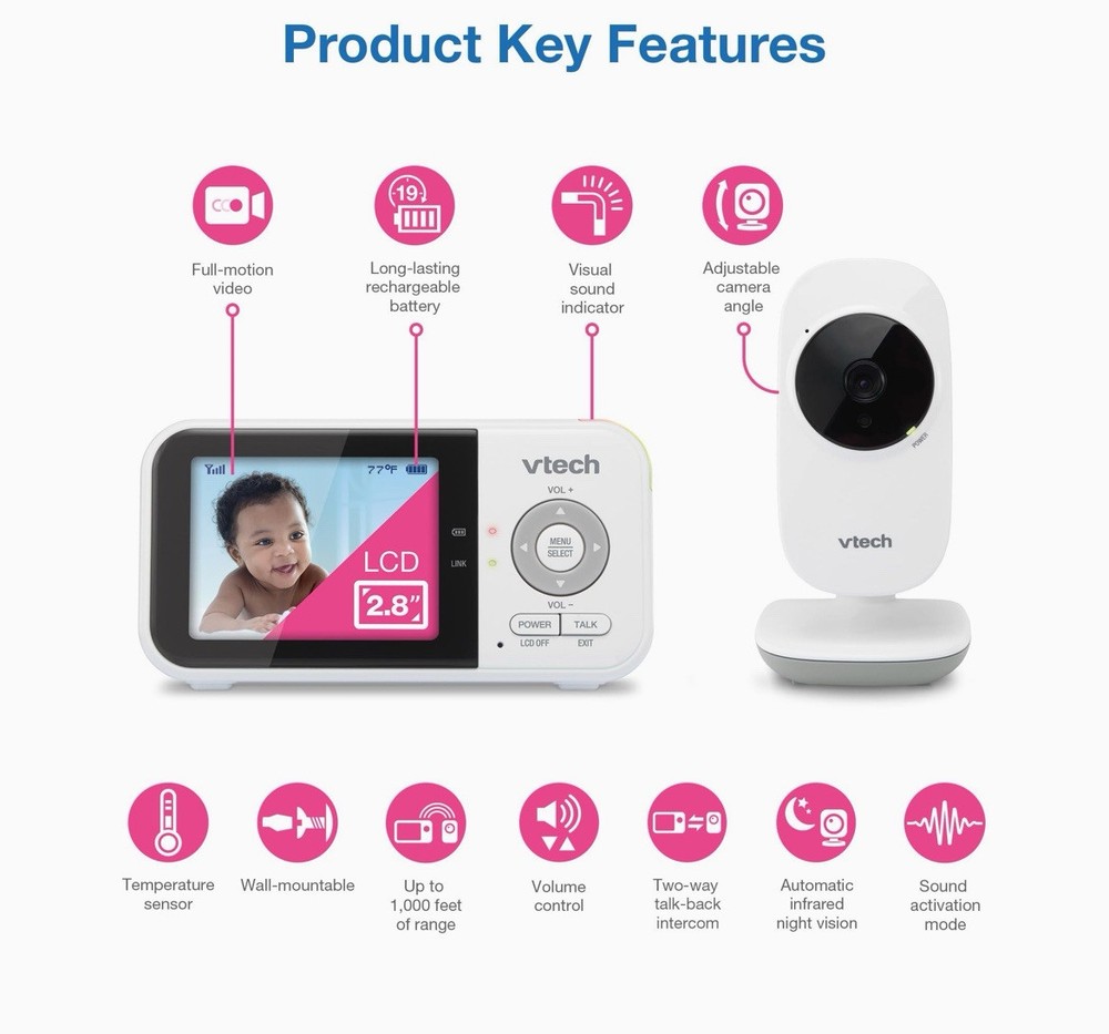New Sealed VTech VM819 Video Baby Monitor with 19 Hour Battery Life