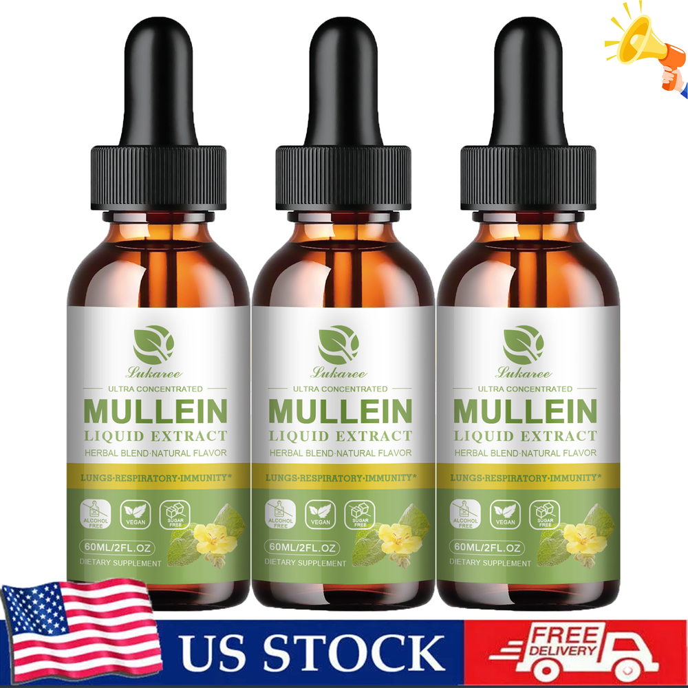 3*60ml Mullein Leaf Extract Drops For Lung Cleanse Health Herbal Natural Drops