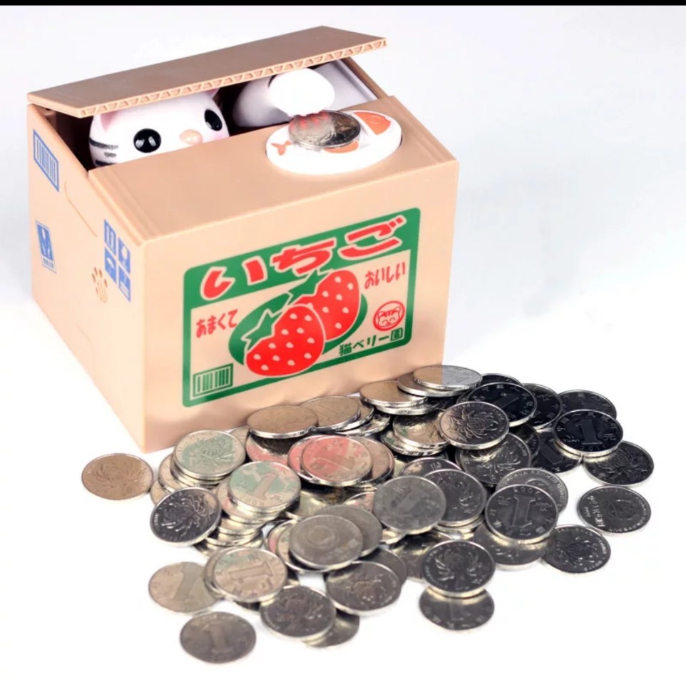 Kitten Cat Panda Automated Stealing Coins Money Saving Box Piggy Bank-image