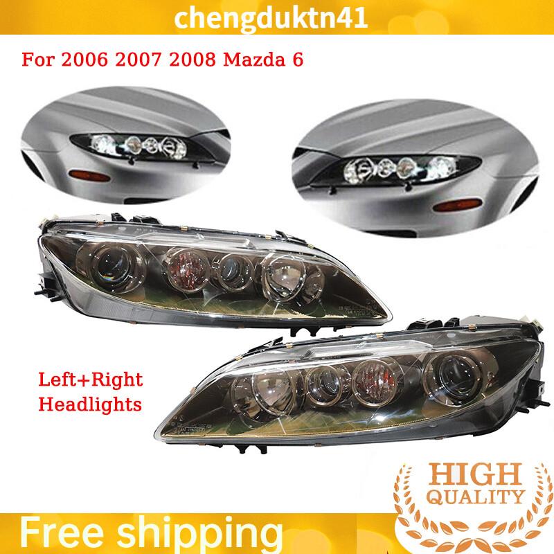 Headlight Set For 2006 2007 2008 Mazda 6 Driver & Passenger Side Pair Headlamps