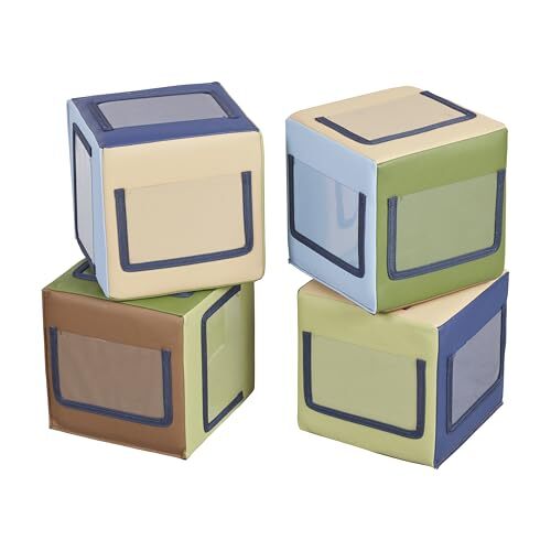 SoftZone Picture Me Blocks, Activity Cubes, Earthtone, 4-Piece