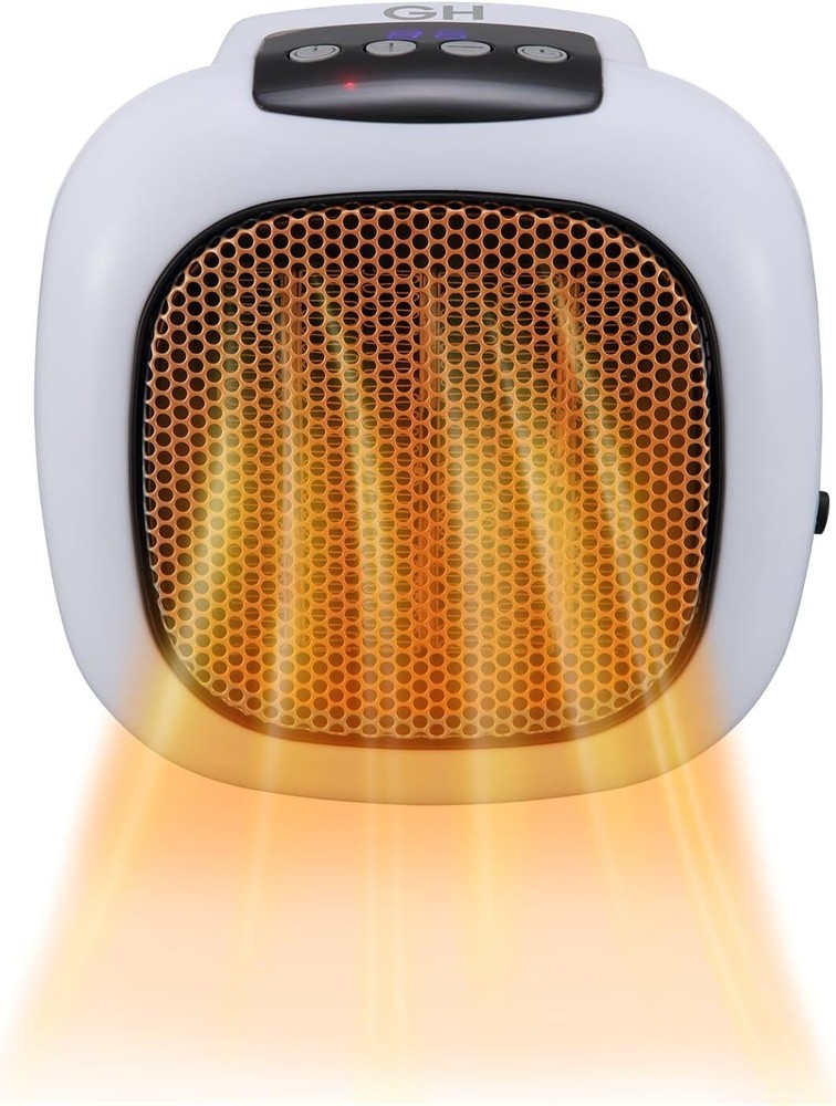 Digital Display Ceramic Heater 750W Wall Outlet Plug-in Space Heater White