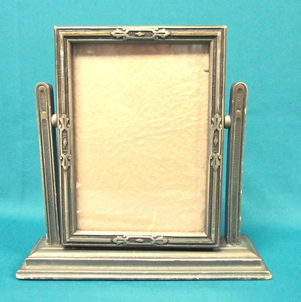 Vintage Antique 1920 Art Deco Wood Swivel Tilt Frame w/Glass for 5 x 7 Picture
