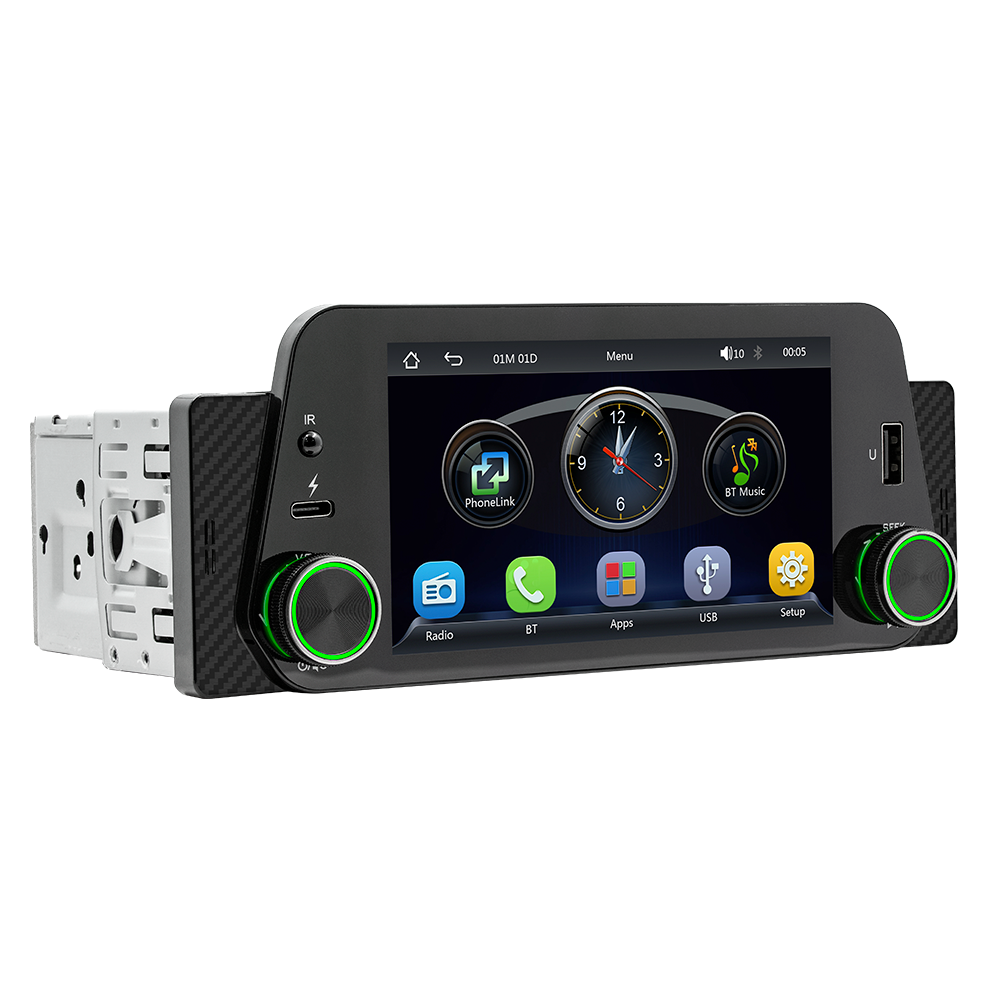 5IN Single 1 DIN Car Stereo with Apple CarPlay Android Auto Bluetooth FM Radio