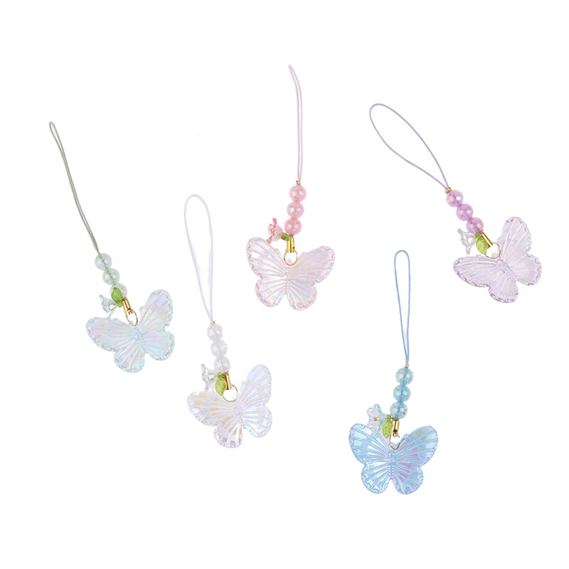 Cute Butterfly Pendant Phone Lanyard Keychain with Strap for Cellphone Case  