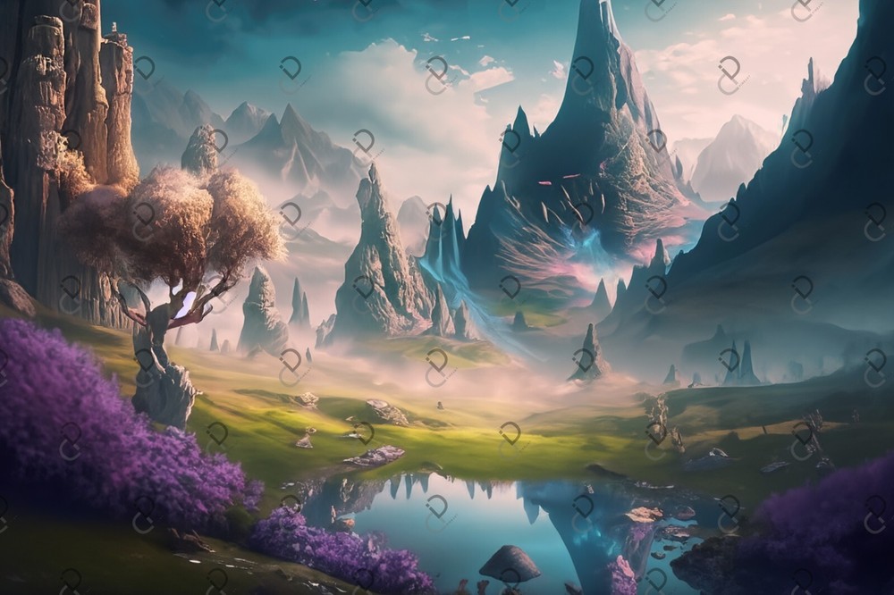 AI Art Fairy Landscape Digital Wallpaper for Desktop Background-image