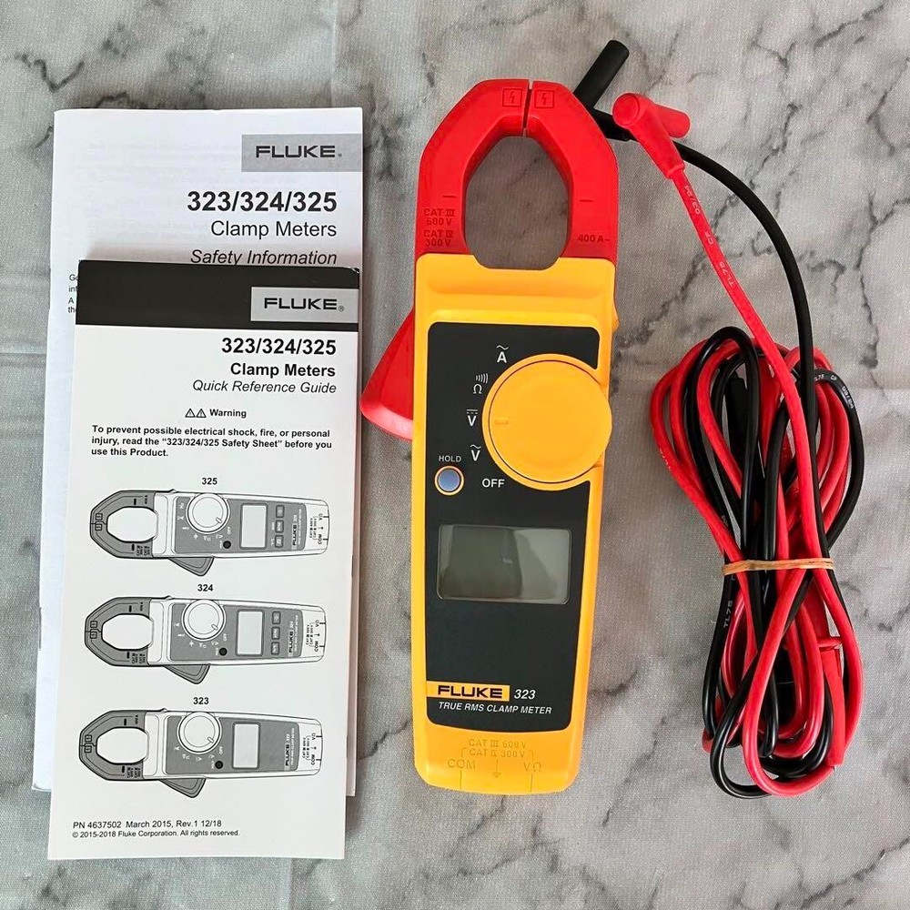 Fluke 323 Clamp Meter True RMS 600V AC/DC, Measures AC Current Up to 400A
