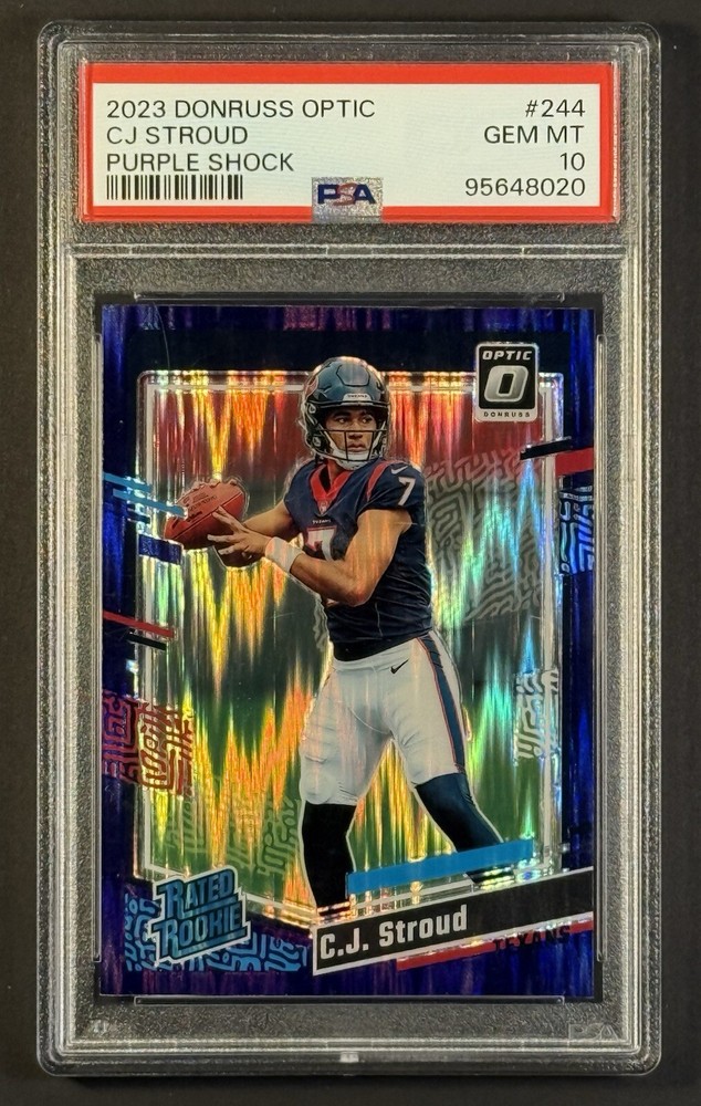 2023 Donruss Optic Purple Shock Prizm #244 CJ Stroud Texans RC Rookie PSA 10