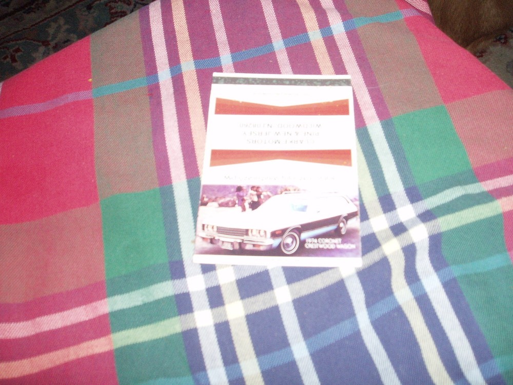 1974 DODGE CORONET CRESTWOOD WAGON Clarke Motors MATCH COVER Pine  & New Jersey
