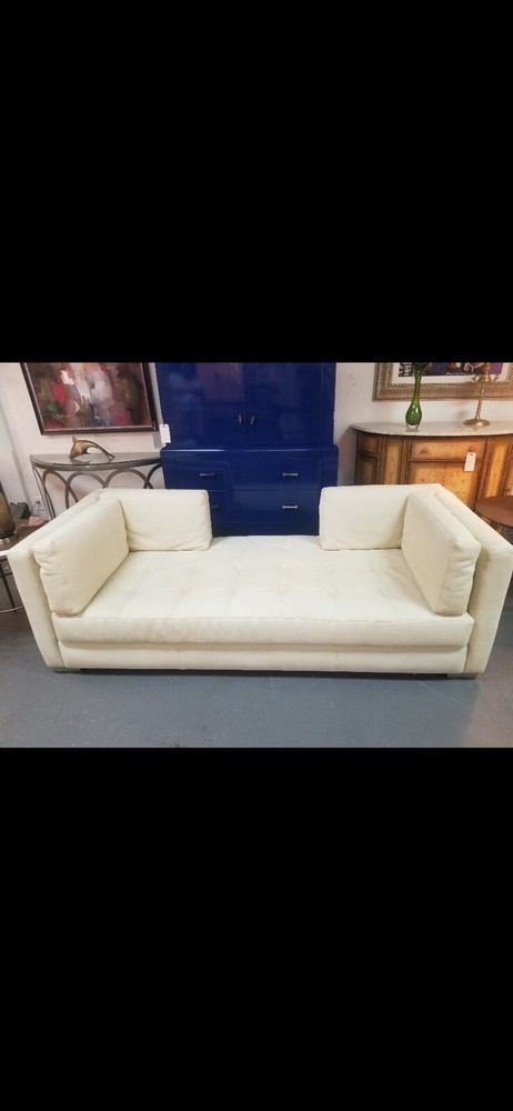 Lofty Chaise by NS Design. Custom made gorgeous tufted beige suede chaise.