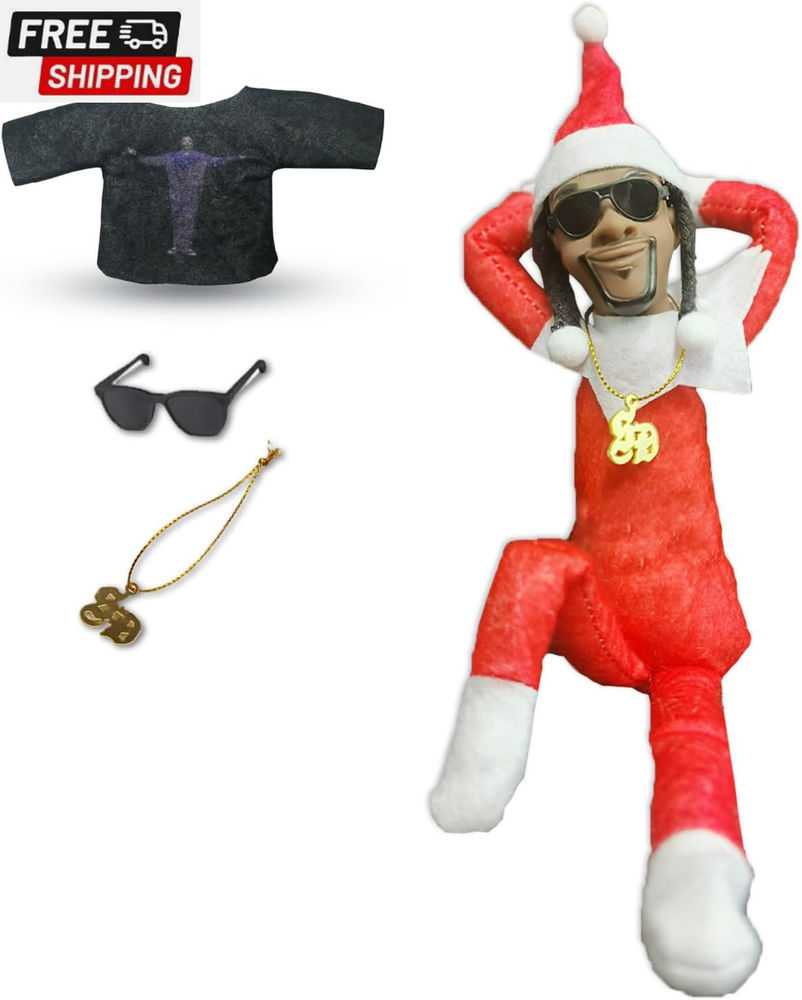 Christmas Elf Plush Doll,Handmade Elf Doll Hip Hop Doll,Christmas Party Holiday