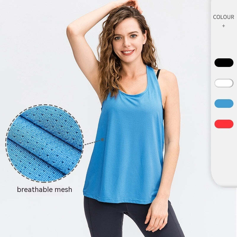 Women's Yoga Workout Blouse Loose Running Top Quick-dry Vest