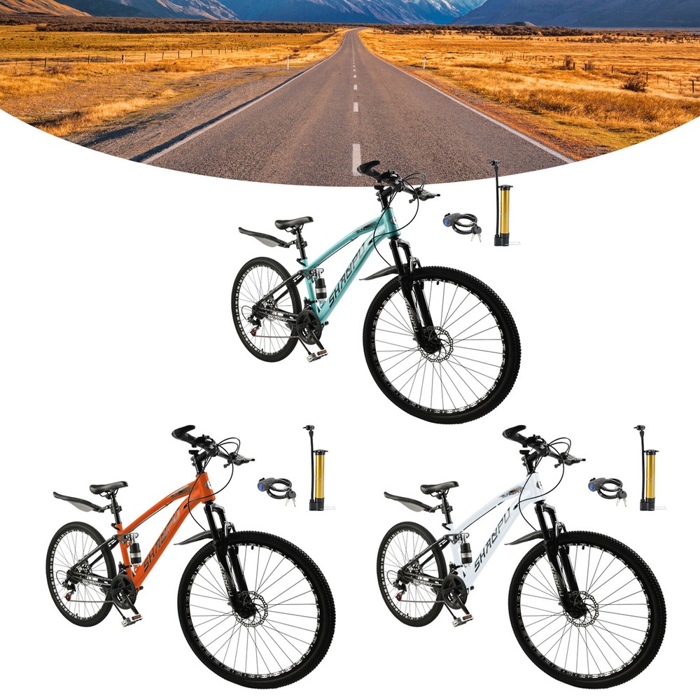 Unisex 21-speed 26-inch Full Suspension Mountain Bike for Teens & Adults