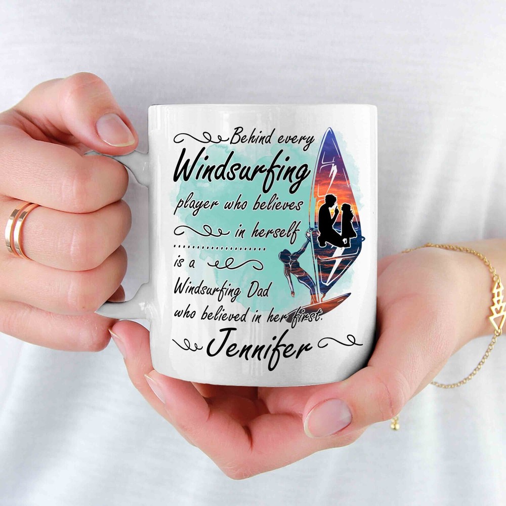 Custom Name Coffee Mug For Father's Day Birthday From Daughter Behind Every Wind