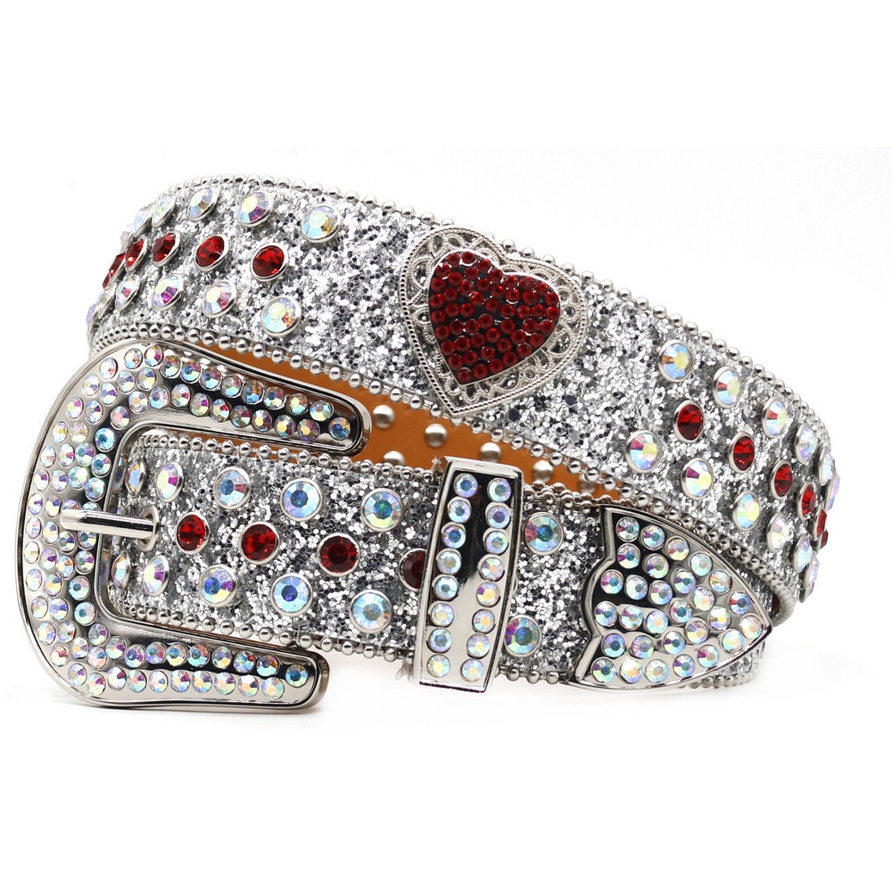 Western Rhinestone Studded Cowgirl Cowboy Heart Belt for Women & Men