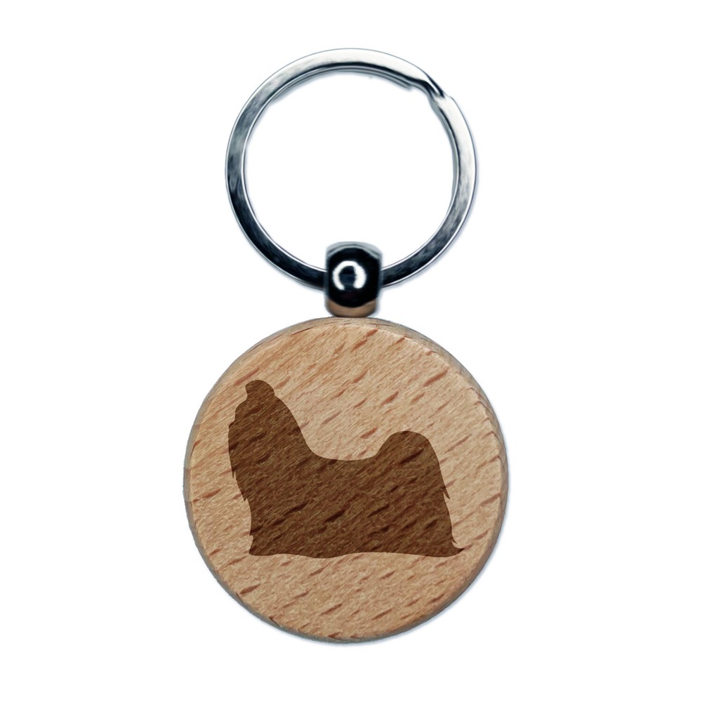Shih Tzu Engraved Wooden Round Keychain Charm for Pets  