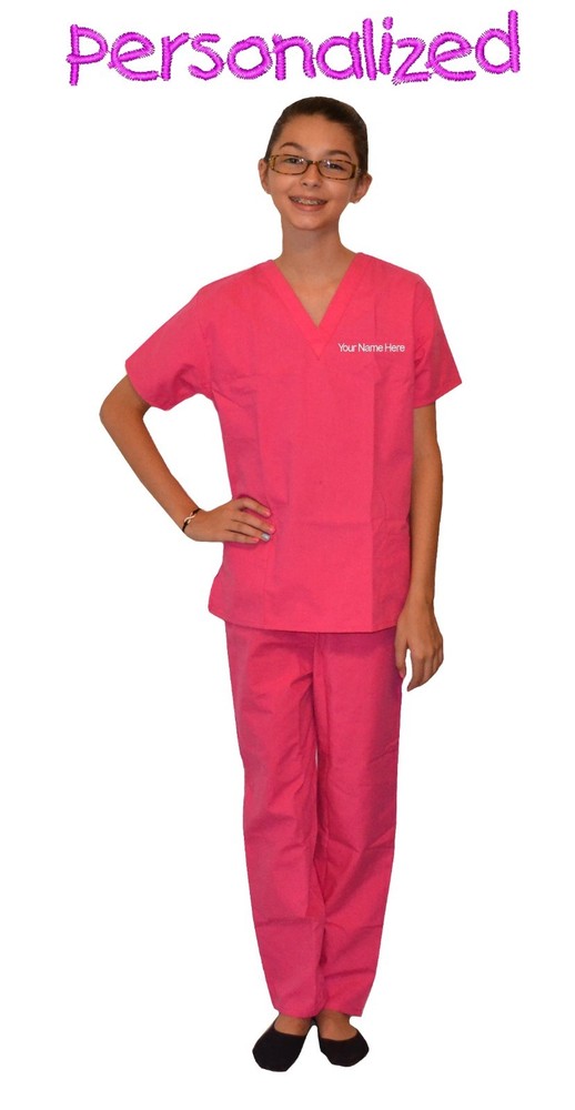 Personalized Pink Kids Scrubs for Little Doctors Nurses and Vets-image