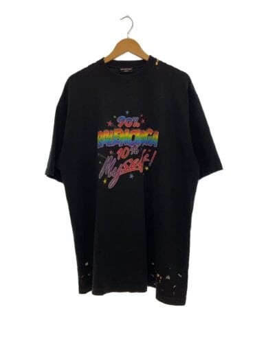 BALENCIAGA 22AW 90 Cotton 10 Polyester MYSELF T-Shirt Size L Black