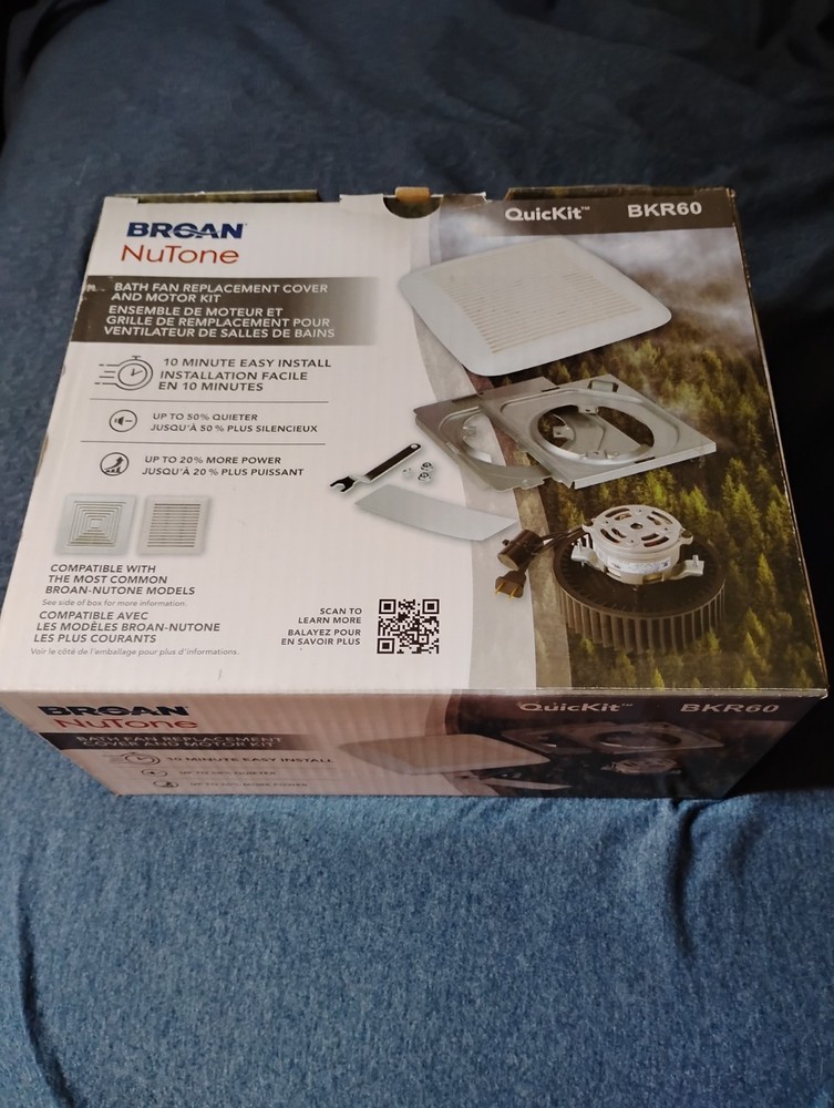 Broan-NuTone BKR60 QuicKit Ultra-Quiet Bath Fan Replacement Motor & Grille Cover