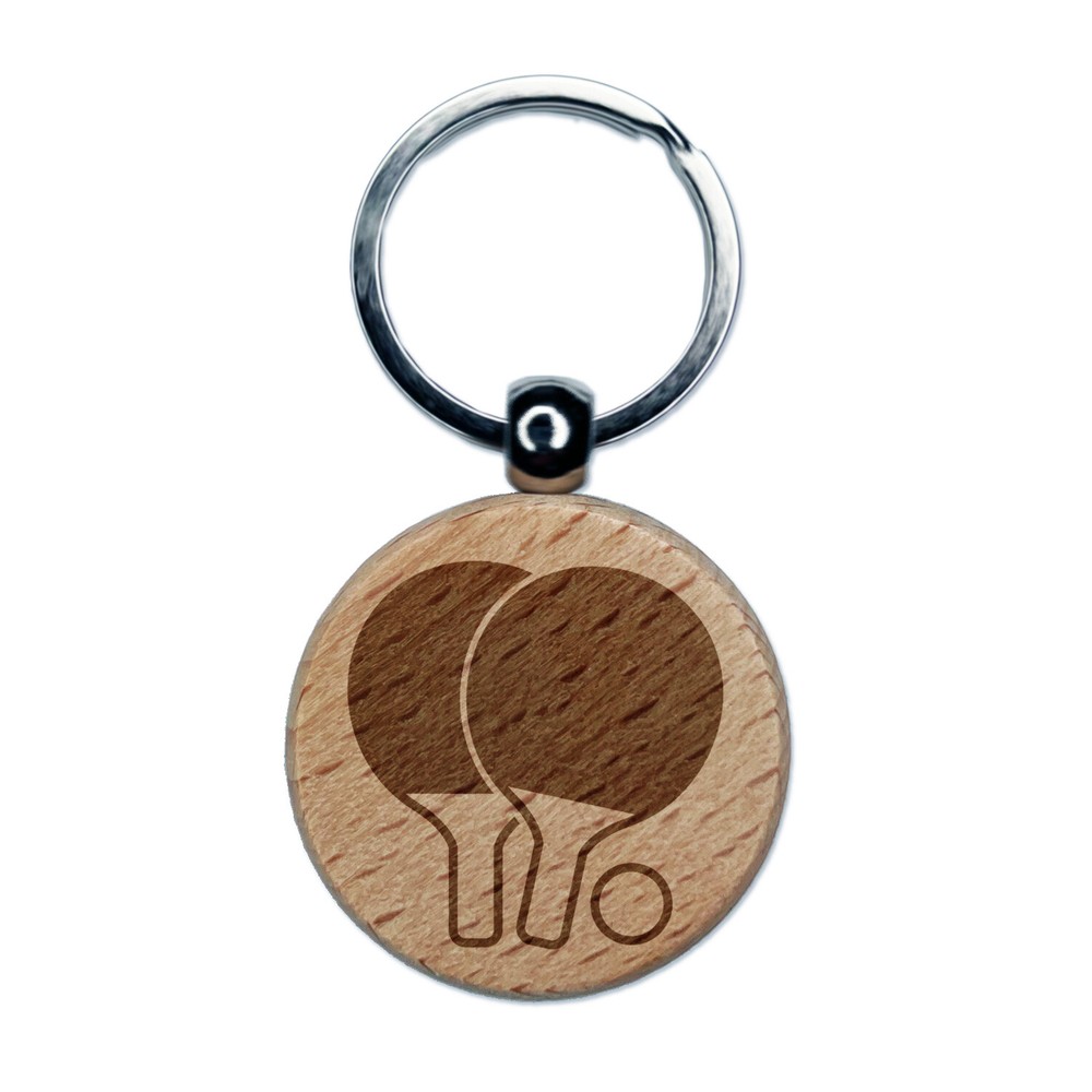 Custom Wooden Ping Paddle Ball Keychain Charm