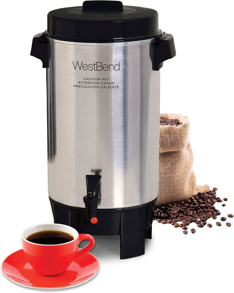 West Bend 58002 Highly Polished Aluminum Commercial Coffee Urn Features Control
