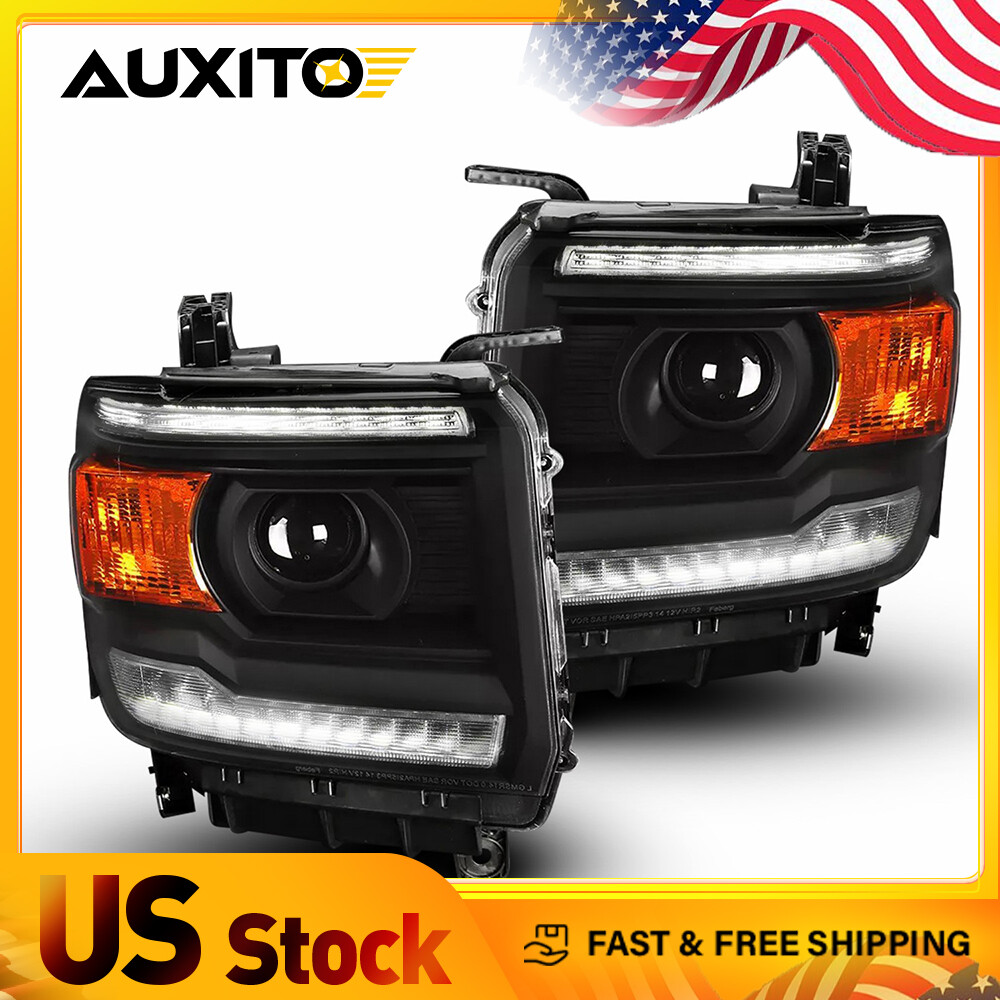 Amber Headlight Corner W/ Projector DRL For 15-19 GMC Sierra 2500HD 3500HD EOOH