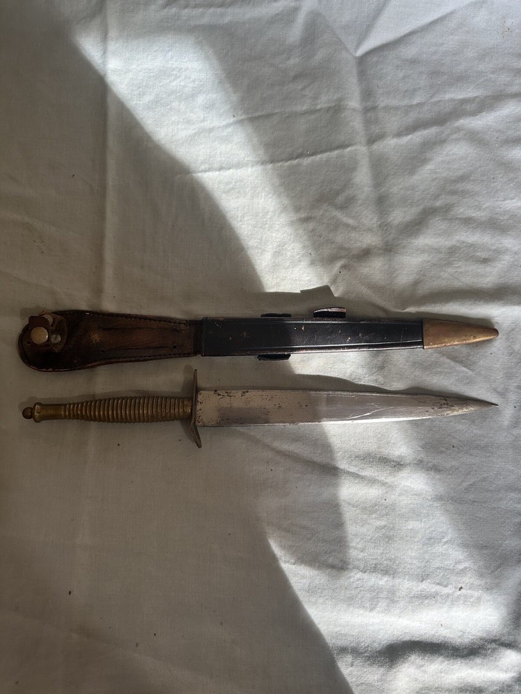 Vintage Spanish Dagger Knife Double Edge Brass Handle Read Description