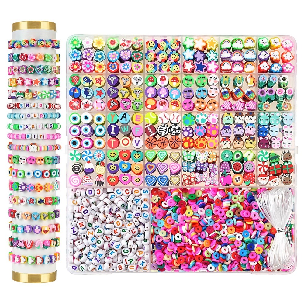 2300Pcs Polymer Beads Craft Kit for DIY Friendship Bracelets Fun Creative Gift  