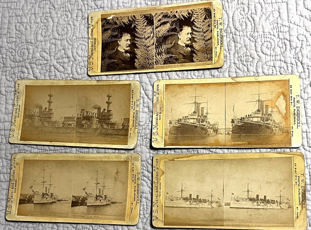 Spanish American War Battleships - Stereoview Lot of 5 - Ingersoll