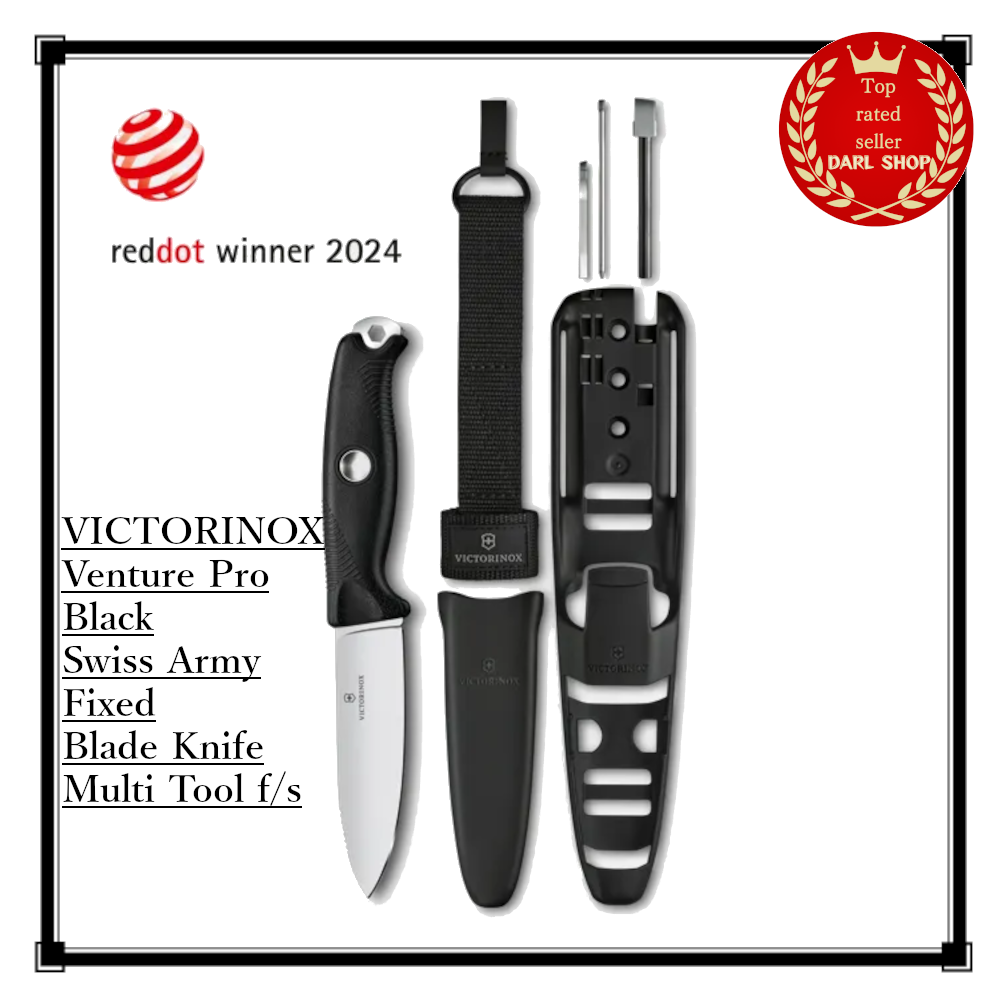 VICTORINOX Venture Pro Black Swiss Army Fixed Blade Knife Multi Tool f/s
