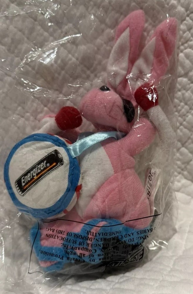 Vintage 1997 Pink Energizer Bunny Bean Bag Plush Toy New in Plastic