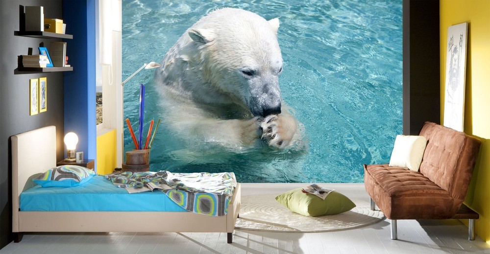 3D Polar Bear ZHUA8002 Wallpaper Wall Murals Removable Self-adhesive Ann