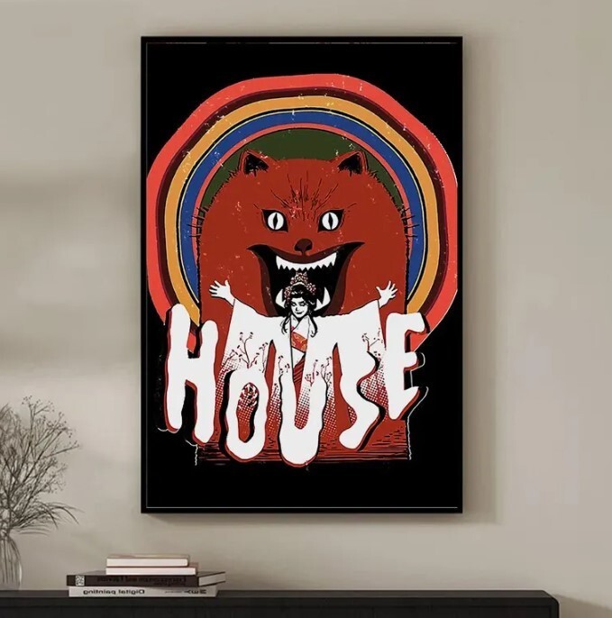 Retro House Poster Vintage Wall Art for Living Room Decor