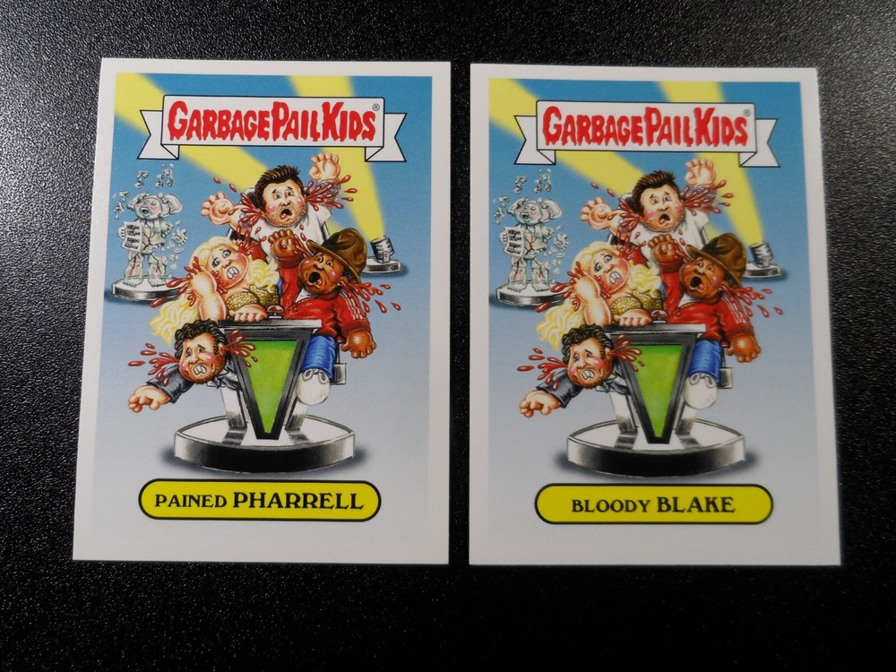 Blake Shelton Adam Levine Pharrell Voice Spoof Garbage Pail Kids 2 Card Set-image